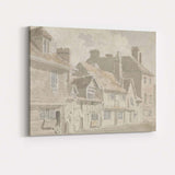 Historic Timber Framed Village Street English Architecture Watercolour Canvas Wall Art Print Decor Picture Ready to Hang