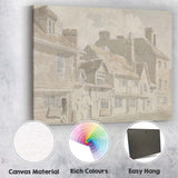 Historic Timber Framed Village Street English Architecture Watercolour Canvas Wall Art Print Decor Picture Ready to Hang