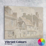 Historic Timber Framed Village Street English Architecture Watercolour Canvas Wall Art Print Decor Picture Ready to Hang