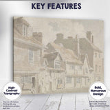 Historic Timber Framed Village Street English Architecture Watercolour Canvas Wall Art Print Decor Picture Ready to Hang