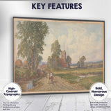 Country Church Meadow Bridge Pastoral Village Watercolour Landscape Canvas Wall Art Print Decor Picture Ready to Hang