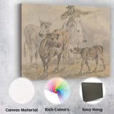Cattle Drover Herding Livestock Rural Farm Watercolour Sketch Canvas Wall Art Print Decor Picture Ready to Hang