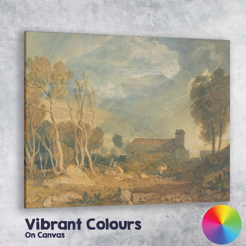 Atmospheric Countryside Church Stormy Sky Landscape Watercolour Canvas Wall Art Print Decor Picture Ready to Hang