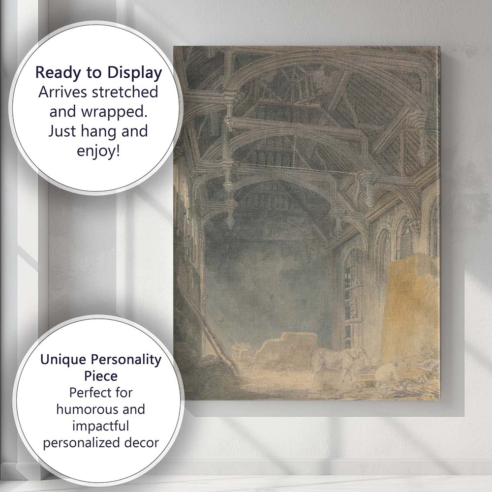 Gothic Timber Roof Interior Historic Architecture Watercolour Canvas Wall Art Print Decor Picture Ready to Hang