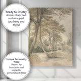 Tranquil Woodland Riverbank Nature Watercolour Landscape Canvas Wall Art Print Decor Picture Ready to Hang
