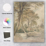 Tranquil Woodland Riverbank Nature Watercolour Landscape Canvas Wall Art Print Decor Picture Ready to Hang