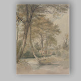 Tranquil Woodland Riverbank Nature Watercolour Landscape Canvas Wall Art Print Decor Picture Ready to Hang