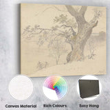Ancient Oak Tree Landscape Pencil Sketch Rustic Countryside Nature Canvas Wall Art Print Decor Picture Ready to Hang