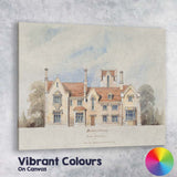 Gothic Revival Country House Architectural Watercolour Elevation Canvas Wall Art Print Decor Picture Ready to Hang