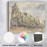 Romantic Abbey Ruins Woodland Watercolour Landscape Canvas Wall Art Print Decor Picture Ready to Hang