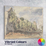 Romantic Abbey Ruins Woodland Watercolour Landscape Canvas Wall Art Print Decor Picture Ready to Hang