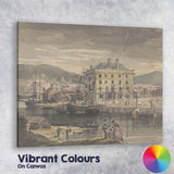 Historic Harbour Waterfront Watercolour Coastal Town Scene Canvas Wall Art Print Decor Picture Ready to Hang