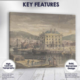 Historic Harbour Waterfront Watercolour Coastal Town Scene Canvas Wall Art Print Decor Picture Ready to Hang