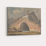 Traditional Brick Canal Bridge Riverside Watercolour Canvas Wall Art Print Decor Picture Ready to Hang