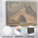 Traditional Brick Canal Bridge Riverside Watercolour Canvas Wall Art Print Decor Picture Ready to Hang