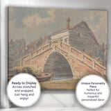 Traditional Brick Canal Bridge Riverside Watercolour Canvas Wall Art Print Decor Picture Ready to Hang