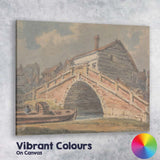Traditional Brick Canal Bridge Riverside Watercolour Canvas Wall Art Print Decor Picture Ready to Hang