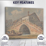 Traditional Brick Canal Bridge Riverside Watercolour Canvas Wall Art Print Decor Picture Ready to Hang