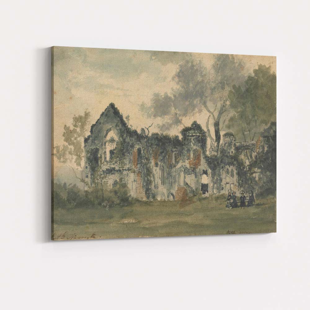 Romantic Gothic Abbey Ruins Countryside Watercolour Canvas Wall Art Print Decor Picture Ready to Hang