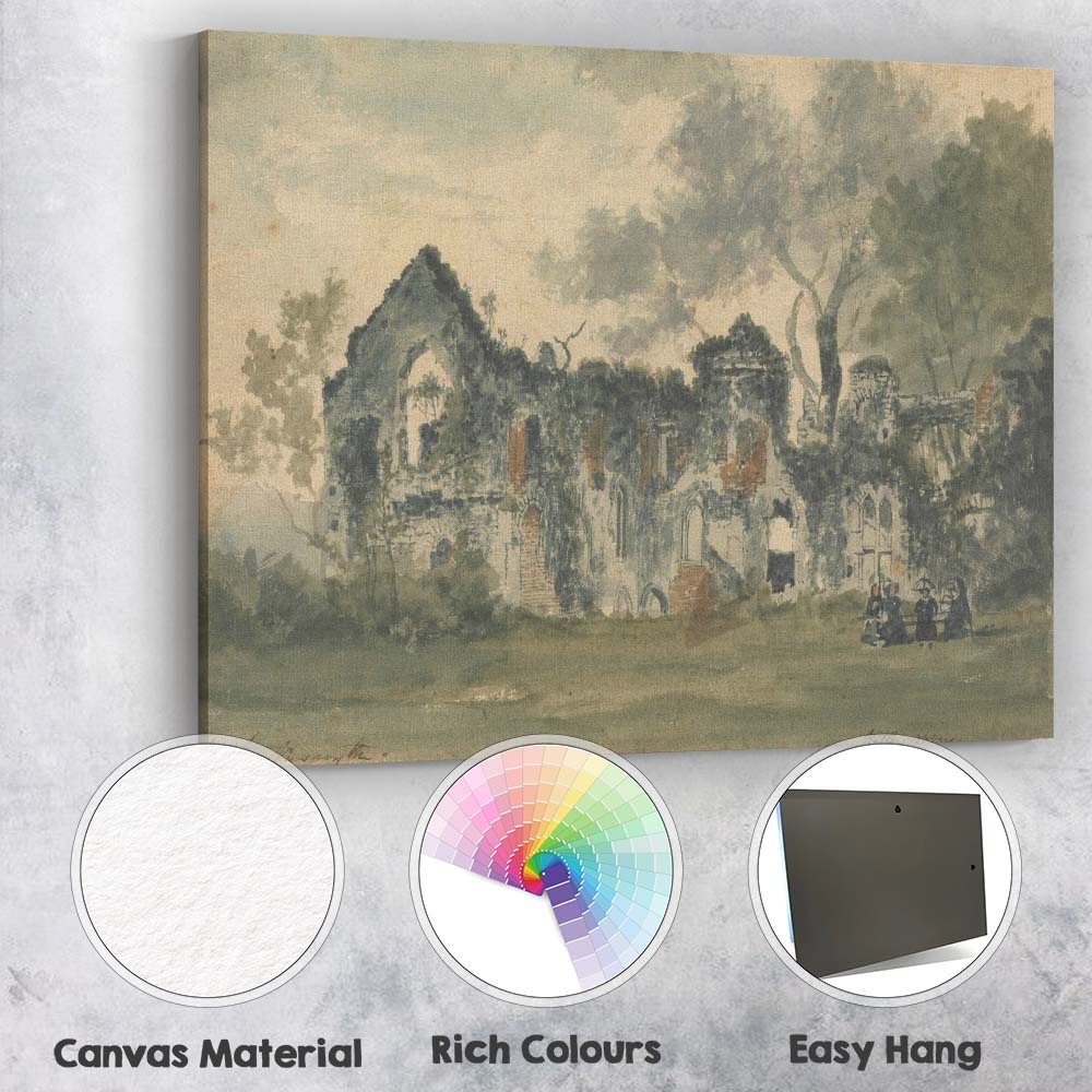 Romantic Gothic Abbey Ruins Countryside Watercolour Canvas Wall Art Print Decor Picture Ready to Hang