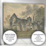 Romantic Gothic Abbey Ruins Countryside Watercolour Canvas Wall Art Print Decor Picture Ready to Hang