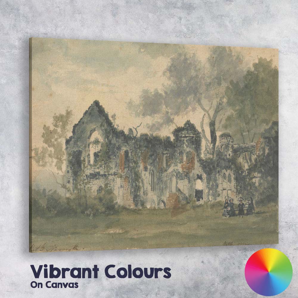 Romantic Gothic Abbey Ruins Countryside Watercolour Canvas Wall Art Print Decor Picture Ready to Hang