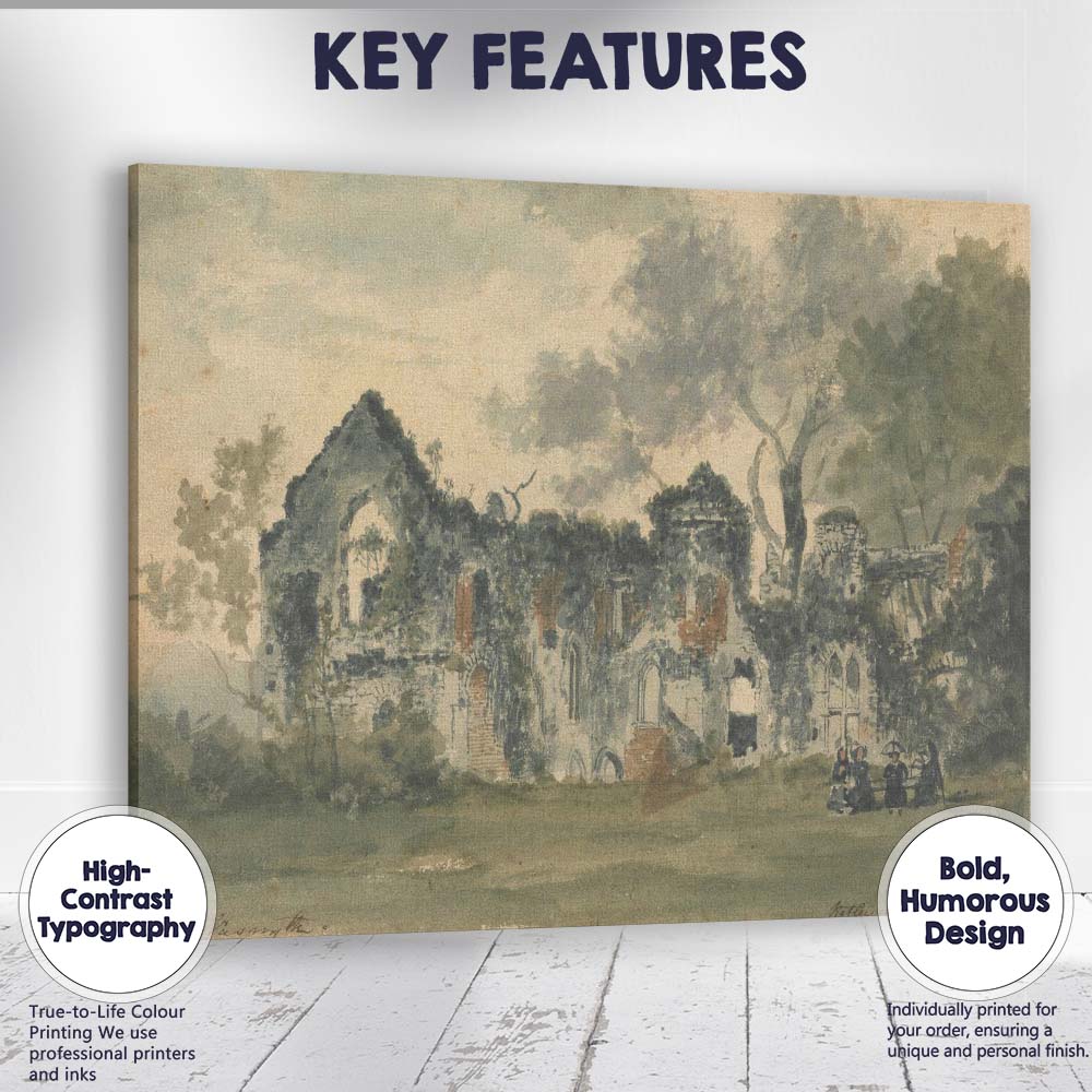 Romantic Gothic Abbey Ruins Countryside Watercolour Canvas Wall Art Print Decor Picture Ready to Hang