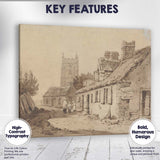 English Village Lane Church Tower Sepia Watercolour Canvas Wall Art Print Decor Picture Ready to Hang