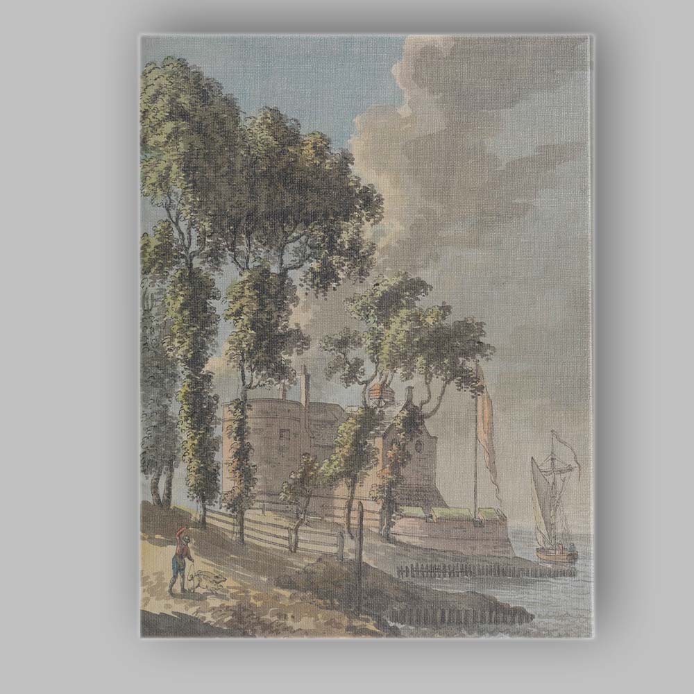 Coastal Manor House and Sailing Boat Watercolour Canvas Wall Art Print Decor Picture Ready to Hang
