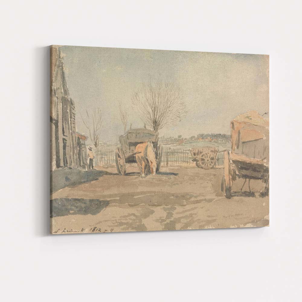 Rustic Farmyard Horse Cart Rural Watercolour Canvas Wall Art Print Decor Picture Ready to Hang