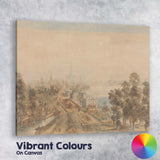Panoramic Cathedral Cityscape Historic Watercolour Canvas Wall Art Print Decor Picture Ready to Hang