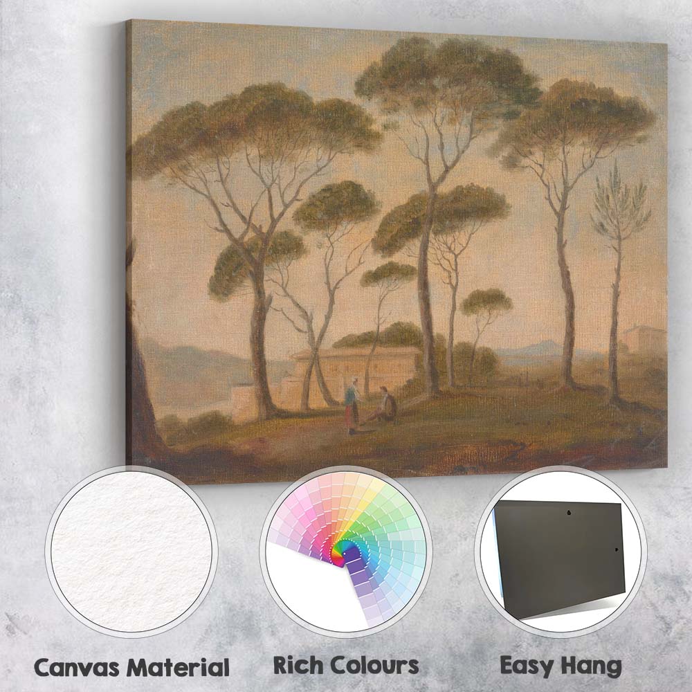 Italian Umbrella Pine Trees Classical Landscape Watercolour Painting Canvas Wall Art Print Decor Picture Ready to Hang