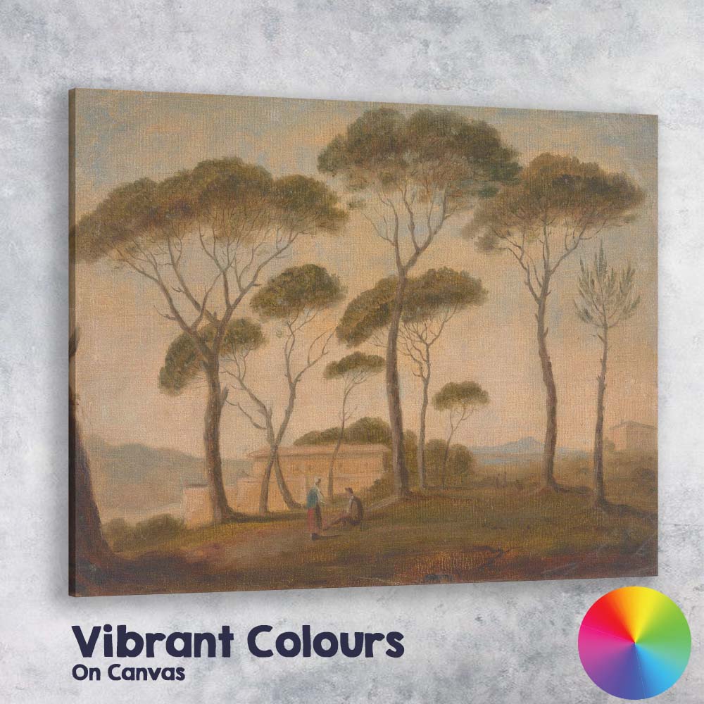 Italian Umbrella Pine Trees Classical Landscape Watercolour Painting Canvas Wall Art Print Decor Picture Ready to Hang