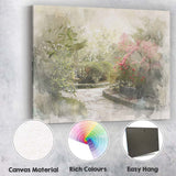 Soft Focus Botanical Garden Path Floral Watercolour Style Canvas Wall Art Print Decor Picture Ready to Hang