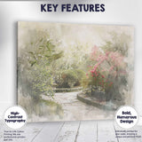 Soft Focus Botanical Garden Path Floral Watercolour Style Canvas Wall Art Print Decor Picture Ready to Hang