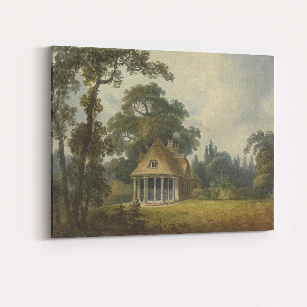 Thatched Garden Pavilion Country Estate Landscape Watercolour Canvas Wall Art Print Decor Picture Ready to Hang