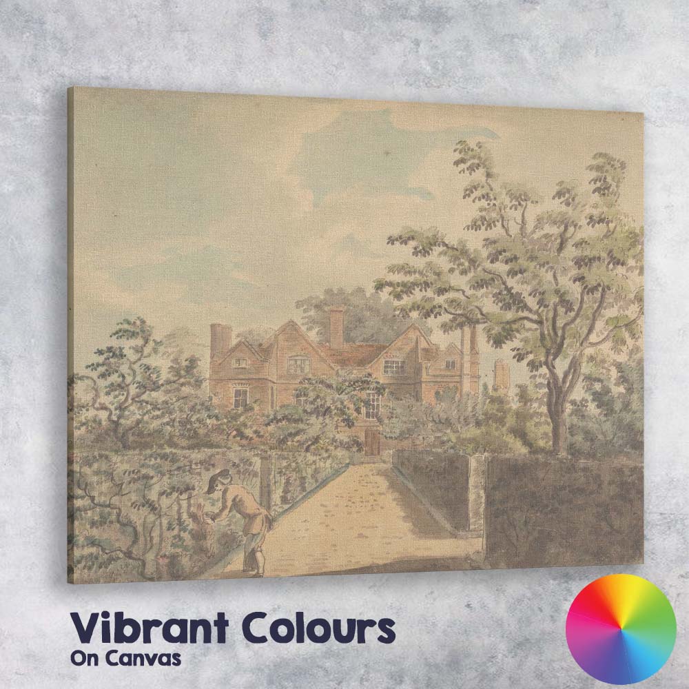 English Manor House Formal Garden Watercolour Landscape Canvas Wall Art Print Decor Picture Ready to Hang