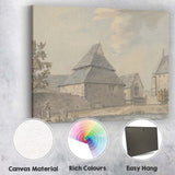 Historic Stone Church Courtyard Architectural Watercolour Scene Canvas Wall Art Print Decor Picture Ready to Hang