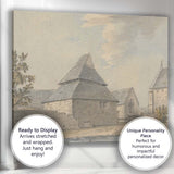 Historic Stone Church Courtyard Architectural Watercolour Scene Canvas Wall Art Print Decor Picture Ready to Hang