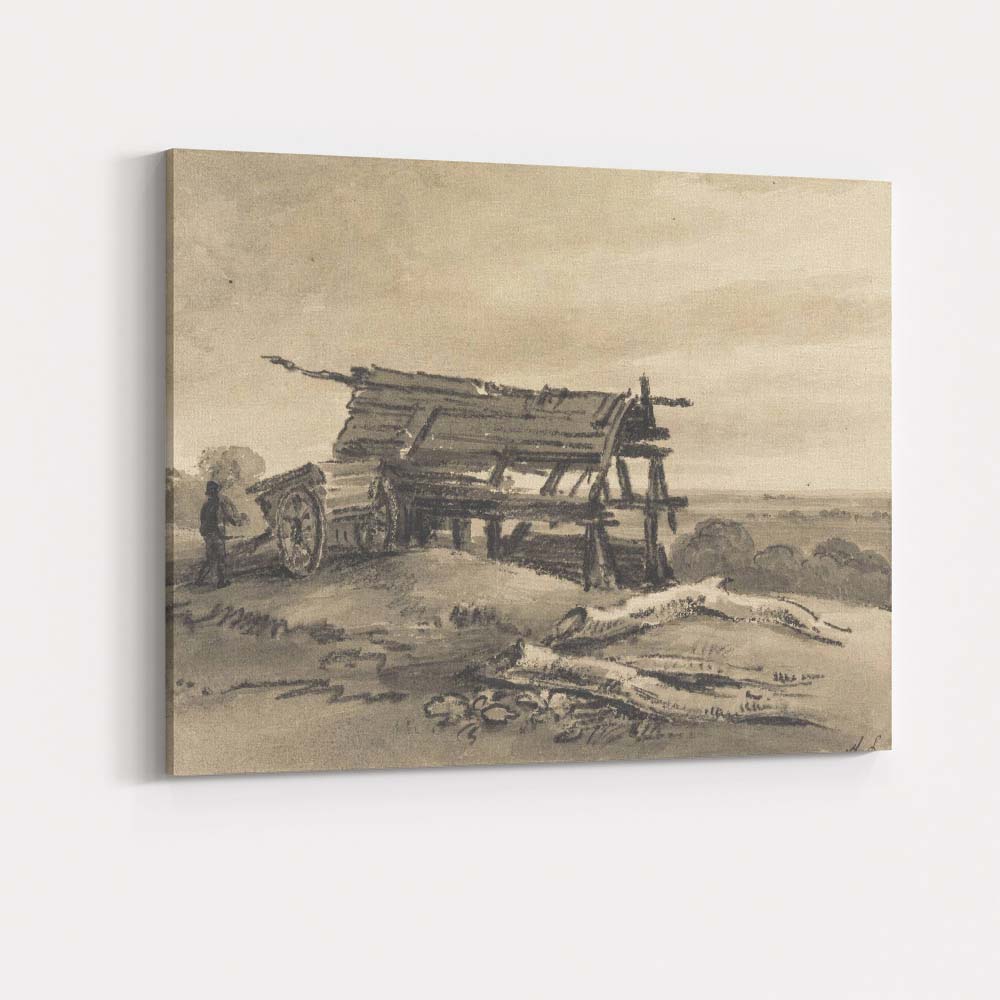 Weathered Wooden Barn Watercolour Drawing Rural Countryside Landscape Canvas Wall Art Print Decor Picture Ready to Hang