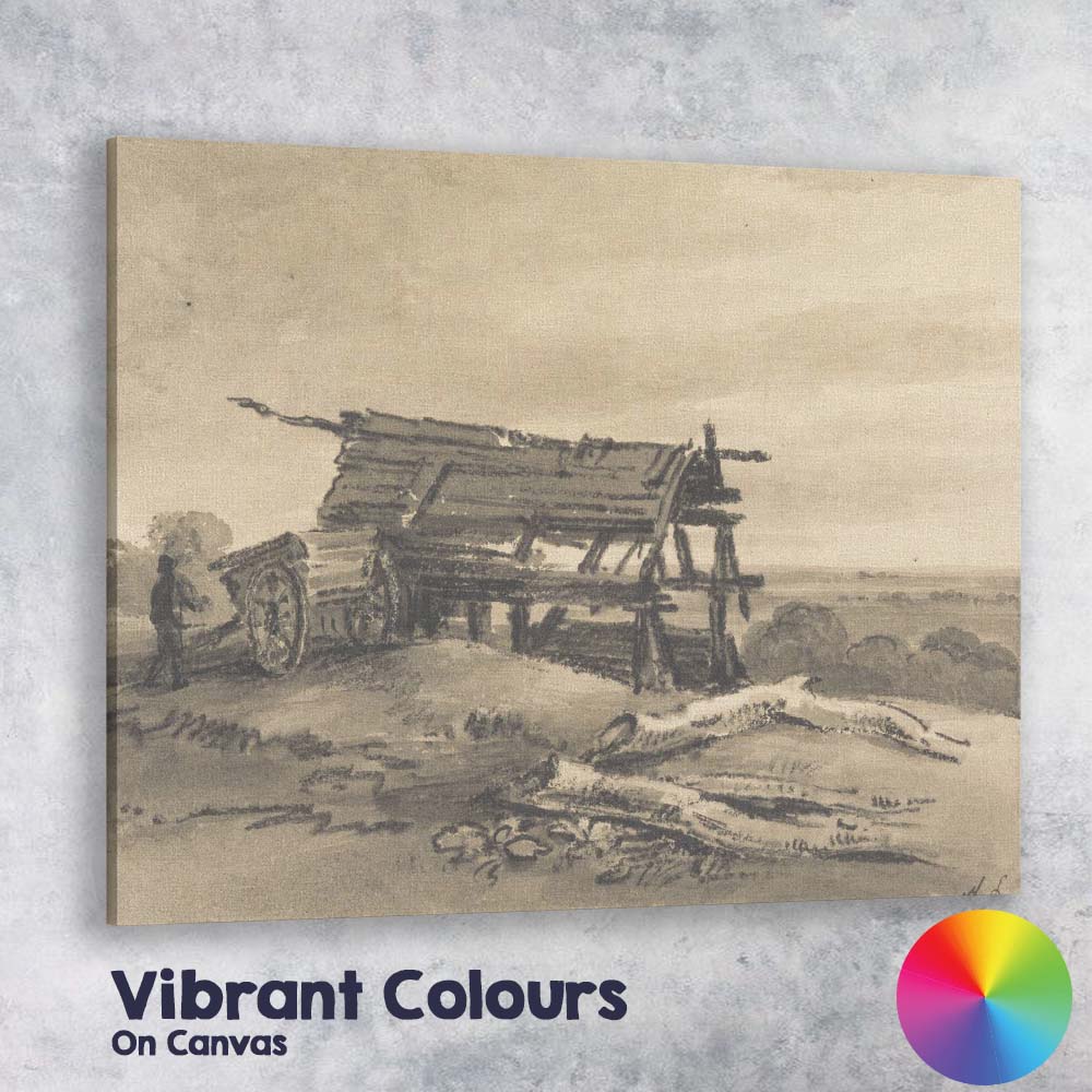 Weathered Wooden Barn Watercolour Drawing Rural Countryside Landscape Canvas Wall Art Print Decor Picture Ready to Hang