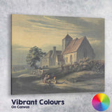Peaceful Church Landscape Watercolour Countryside Evening Scene Canvas Wall Art Print Decor Picture Ready to Hang