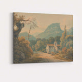 Mountain Chapel Watercolour Landscape Scenic Woodland Architecture Canvas Wall Art Print Decor Picture Ready to Hang