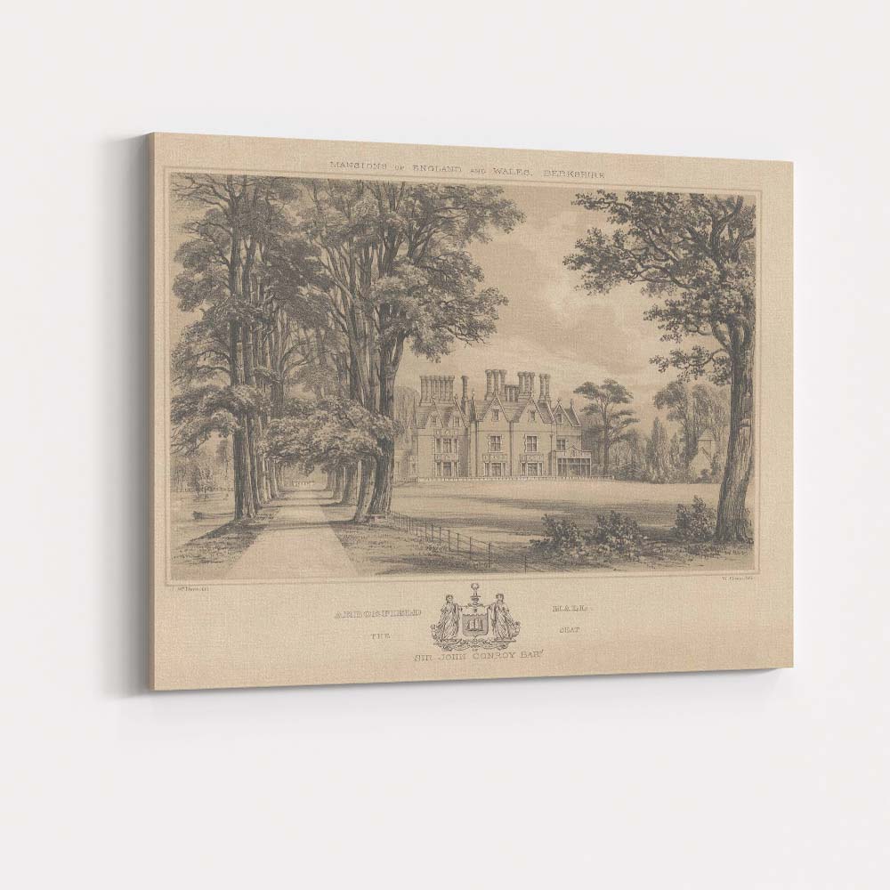 Victorian Manor House Estate Engraving Tree Lined Avenue Canvas Wall Art Print Decor Picture Ready to Hang
