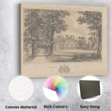 Victorian Manor House Estate Engraving Tree Lined Avenue Canvas Wall Art Print Decor Picture Ready to Hang