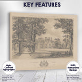 Victorian Manor House Estate Engraving Tree Lined Avenue Canvas Wall Art Print Decor Picture Ready to Hang