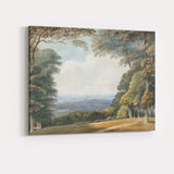 Woodland Vista Distant Coastal Castle Landscape Watercolour Canvas Wall Art Print Decor Picture Ready to Hang