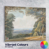 Woodland Vista Distant Coastal Castle Landscape Watercolour Canvas Wall Art Print Decor Picture Ready to Hang