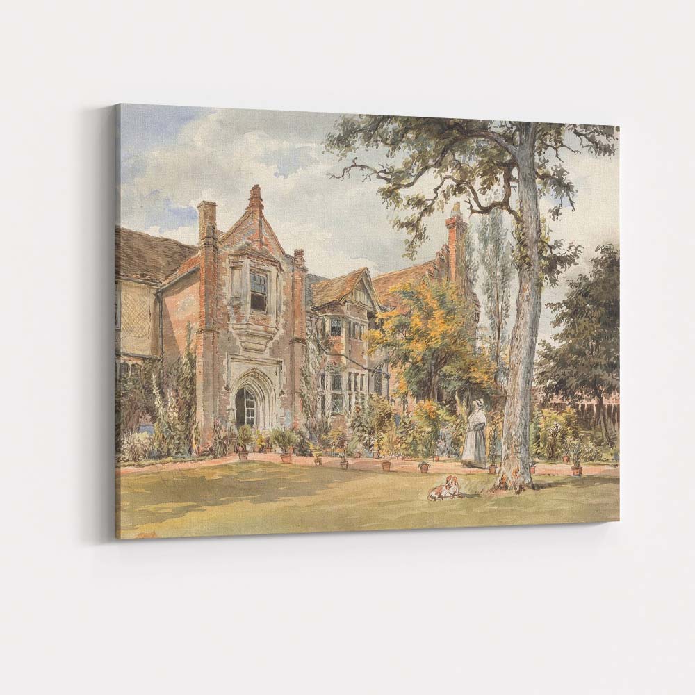 Historic Manor House Garden Watercolour Country Estate Canvas Wall Art Print Decor Picture Ready to Hang