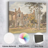 Historic Manor House Garden Watercolour Country Estate Canvas Wall Art Print Decor Picture Ready to Hang